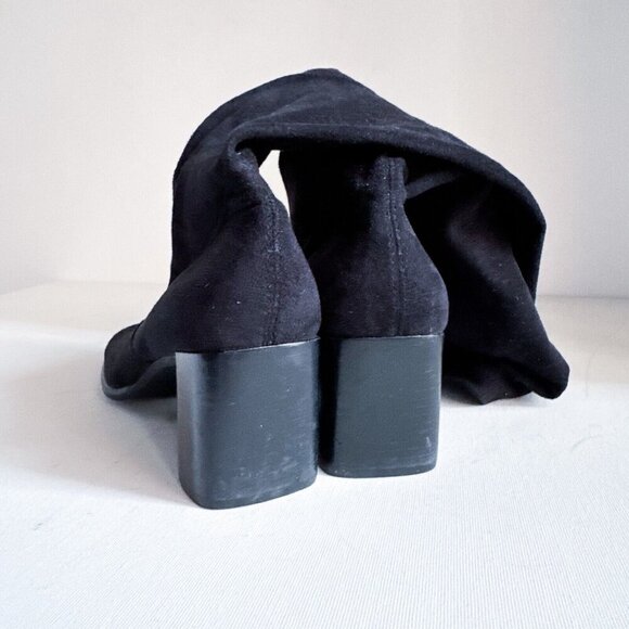 Vintage Franco Sarto Black Sock Pull on Square Toe Boot Heels 8M - Picture 13 of 15